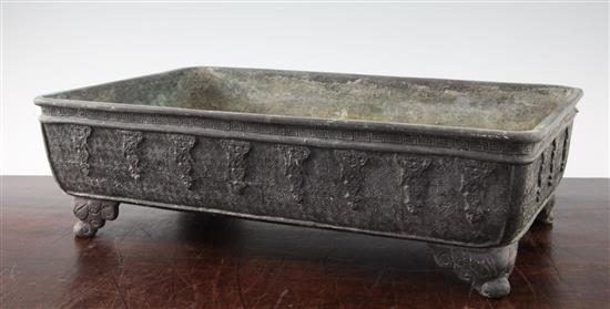 Three Japanese bronze bonsai dishes, 19th century, 17.5cm - 39cm